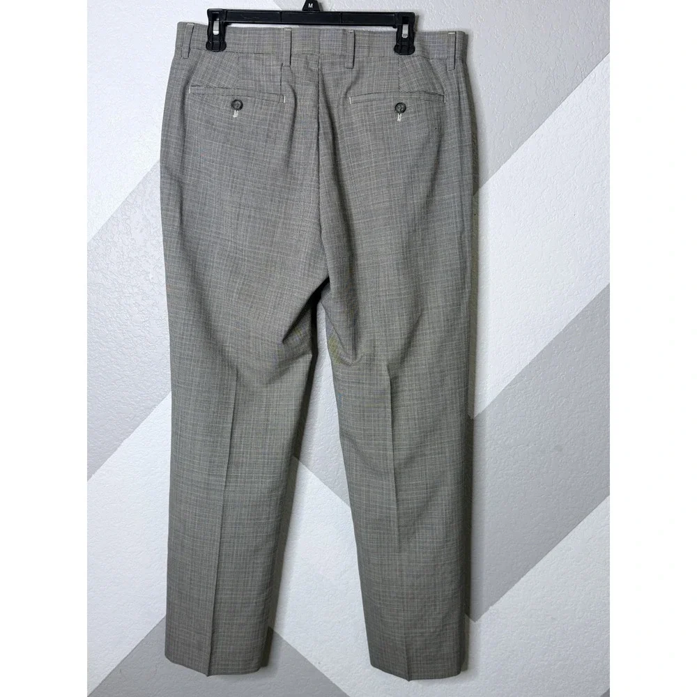 Banana Republic Mens Tailored Fit Wool Flat Dress Pants 33x30 Gray Houndstooth